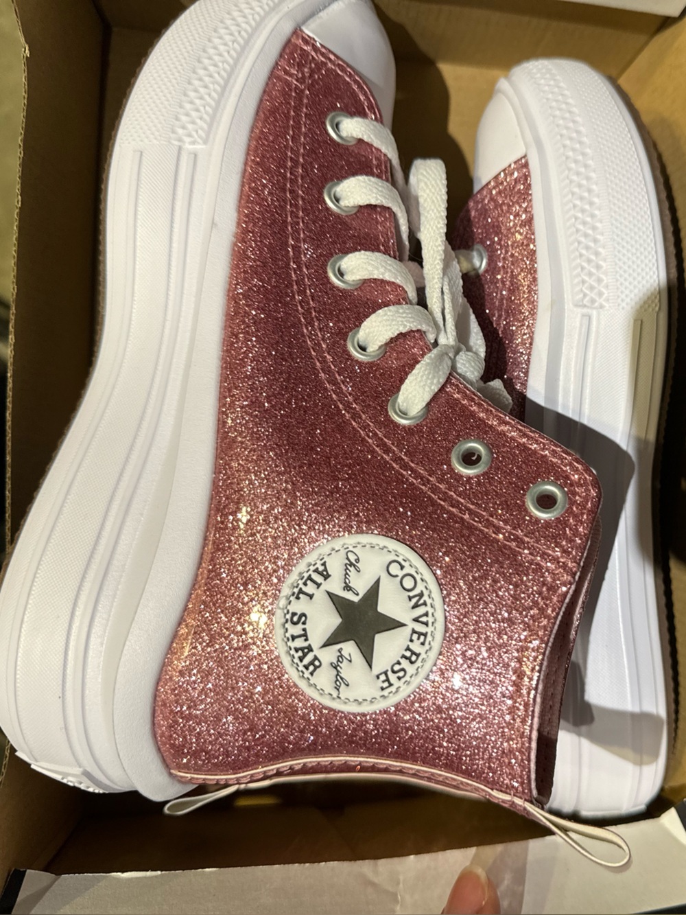 Converse Kids Glitter High-Top Sneakers in Rose